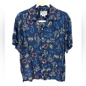 Trunks Button Down Shirt Mens Medium Hawaiian Vacation Beach Tropical Resort